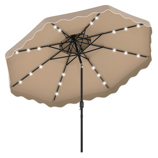 10 FT Solar LED Patio Umbrella for Deck and Pool-Beige