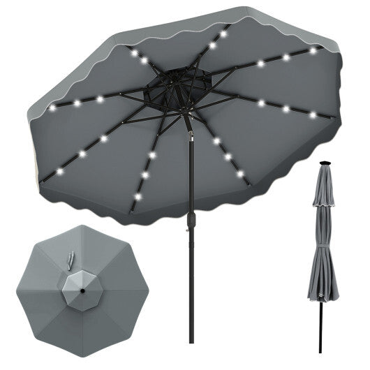 10 FT Solar LED Patio Umbrella for Deck and Pool-Beige