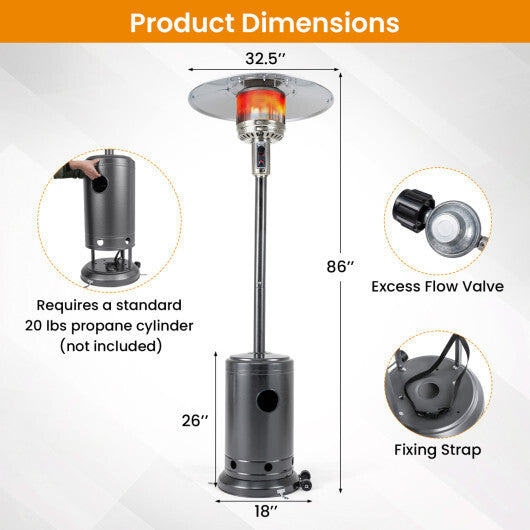 50 000 BTU Patio Propane Gas Heater with Stainless Steel Burner-Bronze