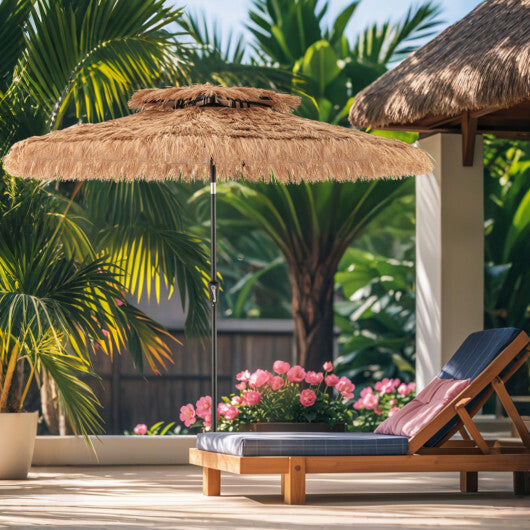 10FT and 2-Tier Tiki Patio Umbrella with 8 Ribs-Brown