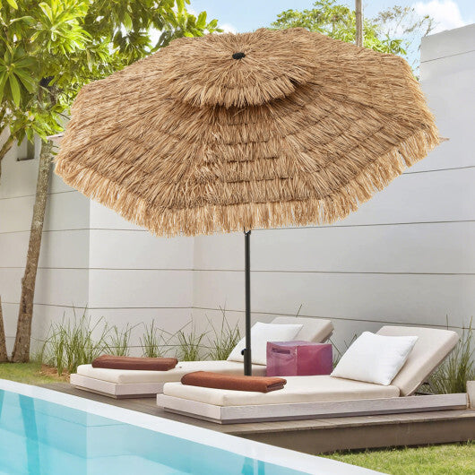 10FT and 2-Tier Tiki Patio Umbrella with 8 Ribs-Brown