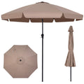 10 FT Scalloped Patio Umbrella with Push Button Tilt and 8 Fiberglass Ribs-Brown