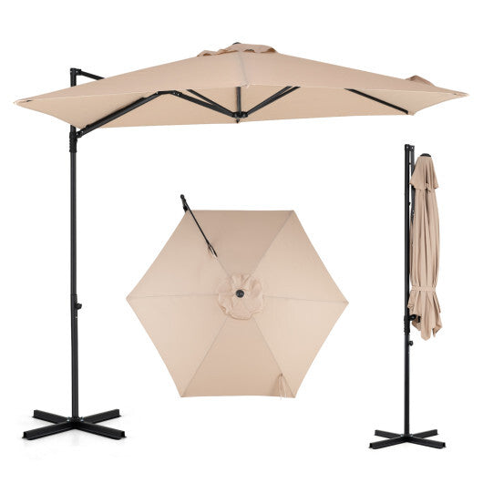 10 FT Cantilever Patio Umbrella with 360 Rotation for Garden-Tan