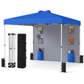 10 x 10 FT Pop up Canopy Tent with Sidewall 6 Pockets Instant Setup Commercial Gazebo-Blue