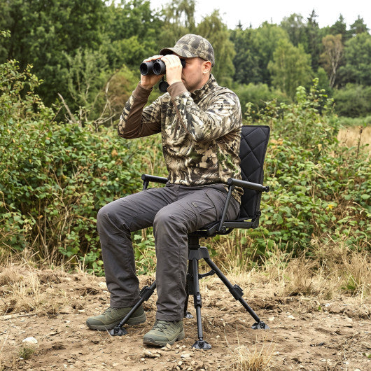 360 Silent Swivel Hunting Seat with 5-Level Adjustable-Black