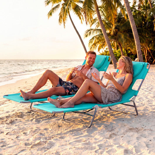Folding Beach Lounge Chair with Adjustable Backrest for Lawn-Gray