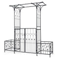 Garden Arbor with Gate and Planter Boxes Heavy Duty Metal Arch with Side Trellis