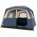 6-Person Camping Tent Easy Setup Family Cabin Tent with Top Rainfly Mesh Windows-Blue
