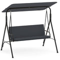 3-Seat Patio Swing Chair with Adjustable Canopy & Removable Cushion-Gray