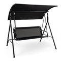 3-Seat Outdoor Patio Swing Chair with Breathable Mesh Fabrics-Black
