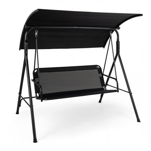 3-Seat Outdoor Patio Swing Chair with Breathable Mesh Fabrics-Black
