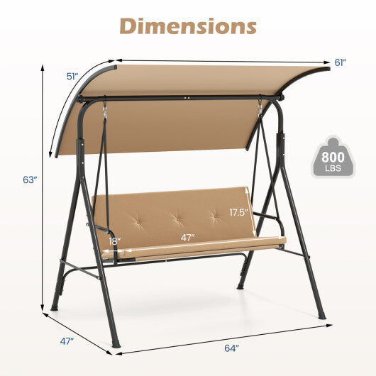 Patio Swing Chair with Adjustable Canopy & Removable Cushion and Metal Stand-Navy