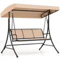 3-Seat Patio Swing Chair with Adjustable Canopy -Black