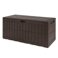 120 Gal Outdoor Deck Box with Lid and Handles for Garden Tools-Brown