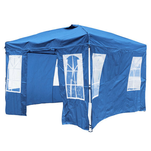 10 x 10 FT Pop Up Canopy Tent with 4 Sidewalls and Adjustable Height Waterproof-White