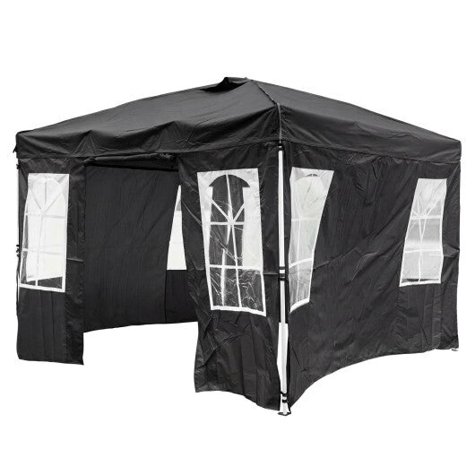 10 x 10 FT Pop Up Canopy Tent with 4 Sidewalls and Adjustable Height Waterproof-White