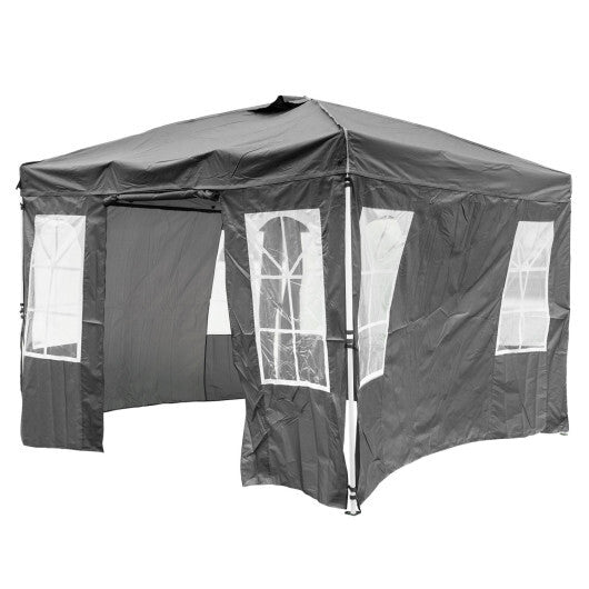 10 x 10 FT Pop Up Canopy Tent with 4 Sidewalls and Adjustable Height Waterproof-White