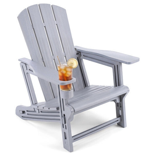 HDPE Adirondack Chairs with Realistic Wood Grain for Backyard Lawn-Black