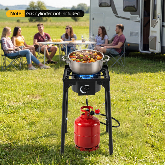 1 Burner Propane Stove 80000 BTU with Adjustable Regulator and Hose for Camping BBQ-Black