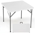 34 Inch Square Foldable Card Table with Carrying Handle-White