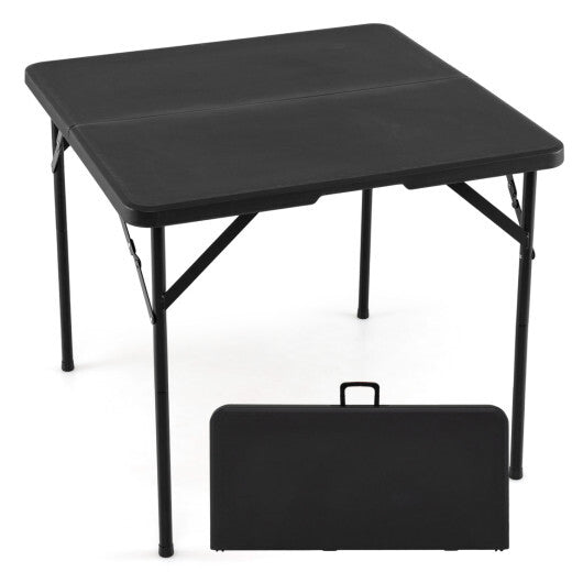 34 Inch Square Foldable Card Table with Carrying Handle-White