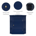 Navy Wall Mounted Corner 1-Door Louvered Bathroom Wall Cabinet