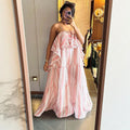 Women Summer Sweet Fresh Printed Vacation Ruffled Spaghetti Straps Dress