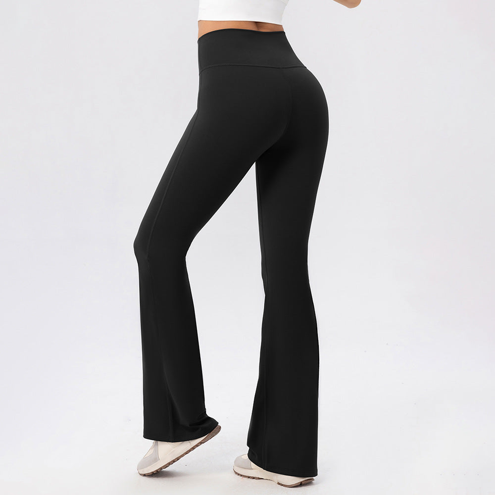 Autumn Winter Fleece Lined High Waist Yoga Bell Bottom Pants Hip Raise Slimming Sports Bootcut Trousers Warm Outdoor Workout Running Pants