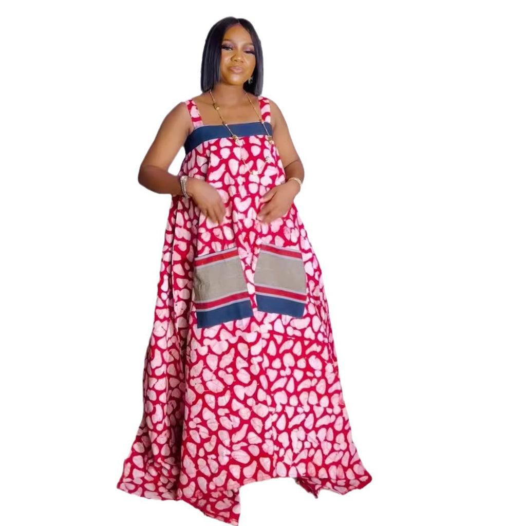 Spaghetti Strap Floral Print Large Multi Color Dress