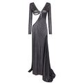 Black Cut out High Elastic Knitted Dress Dress Evening Dress Irregular Asymmetric Sexy Slim Fit