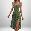 European And American Amazon New Women's Fashion Printed Self-tie Slit Sling Dress