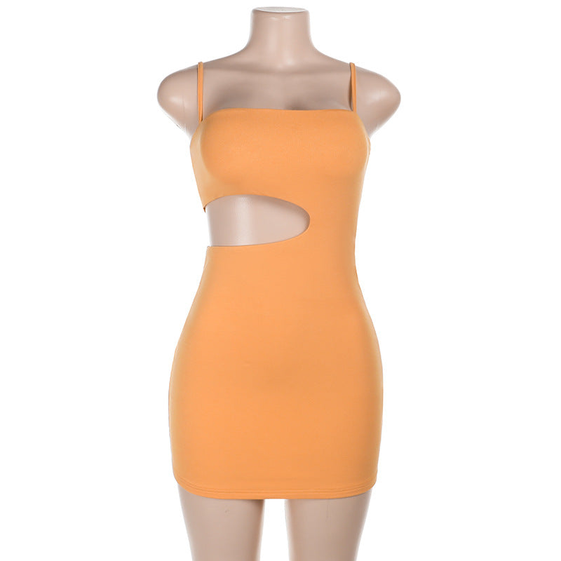 Summer Hollow Out Cutout out Camisole Sexy Basic Daily Hip Bag Dress
