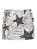 Sexy Sequined Five Pointed Star Short Skirt Women Low Waist Knitted Street Hip Skirt