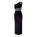 Sexy Diagonal Collar Sleeveless Rhinestone Floral Bandage One Piece Dress Party Cocktail Evening Dress