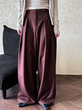 Draping Wide Leg Mopping Work Pant Women Autumn Loose Old Money Pleated Pants