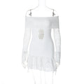 Women Clothing Autumn Sexy Cutout Lace Long Sleeve Dress
