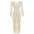 Women Clothing Autumn Sexy Sexy Cutout Bare Back Slim Fit Knitted Long Sleeved Dress Women