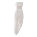 Women Clothing Pleated Design Tight Waist Sexy Tube Top Solid Color Dress