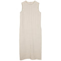 Pure Linen High Quality Sleeveless Vest Dress French Simplicity Back Slit Office Mid Length Dress Women Clothing No Belt