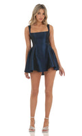 Satin Bow Suspenders Dress Romantic Sexy Backless Dress Women Clothing