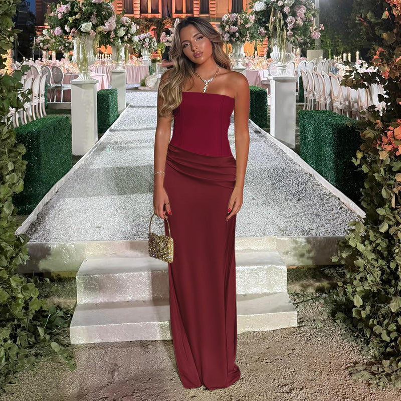 Satin Dress Women Autumn Elegant Sexy Sexy Slim Fit Maxi Dress