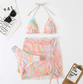 Mesh Three Piece Women Split Triangle Bikini Swimsuit Beach Swimwear