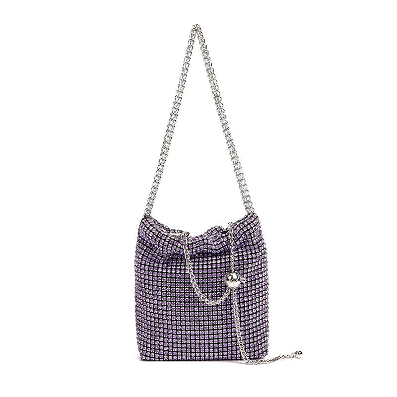 Rhinestone Full Diamond Small Golden Balls Shoulder Bag Diamond Embedded Dinner Messenger Bag for Women
