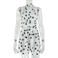 Women Wear Waist Pleated Polka Dot A line Dress Printed Halter Short Dress