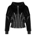 Gold Velvet Hooded for Women Autumn Thickened Composite Multi Metal Zipper Split Waist Trimming Women