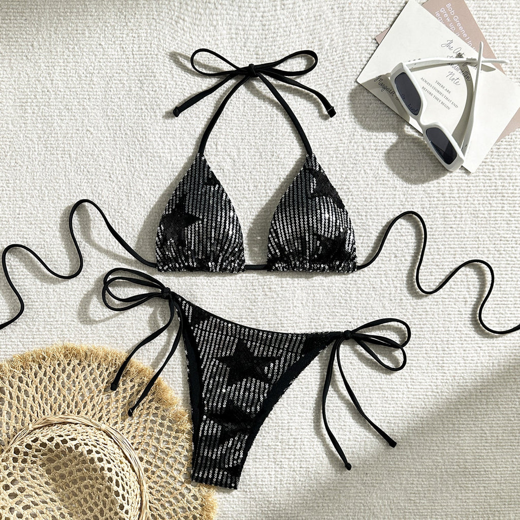 Sexy Star Sequ Split Swimwear Swimsuit Bikini Bikini
