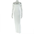 Women Clothing Sexy Slim Fit Cold Shoulder Sleeveless Hip Dress Solid Color Halter Casual Vacation Maxi Dress