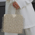 Trend All Match Shiny Hollow Out Cutout Large Capacity Handmade Beaded Bag Trendy Woven Acrylic Handbag