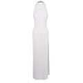 Hollowed out Halter Backless High Bifurcated Rivet Diamond Women Clothing Solid Color Dress