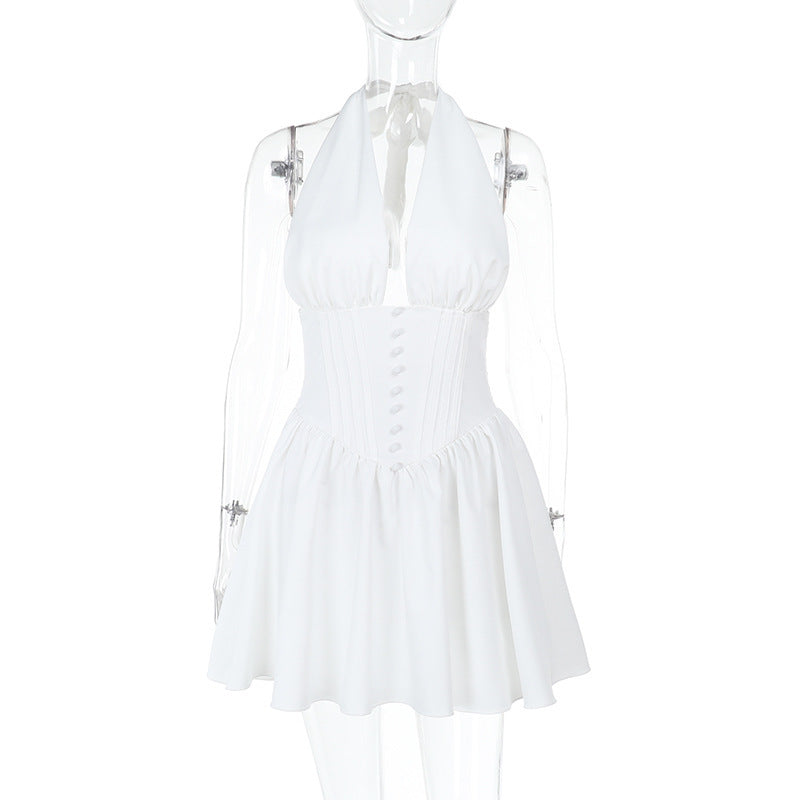 Women Wear Hip Socialite Elegant Sexy Slim Waist Halter Dress